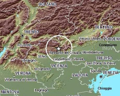 Bassanonet.it Scossa di terremoto con epicentro a San Nazario
