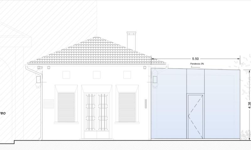 Bassanonet.it - Caffè Italia, seconda ipotesi, prospetto ampliamento lato est, 'attaccato' al corpo di fabbrica originale
