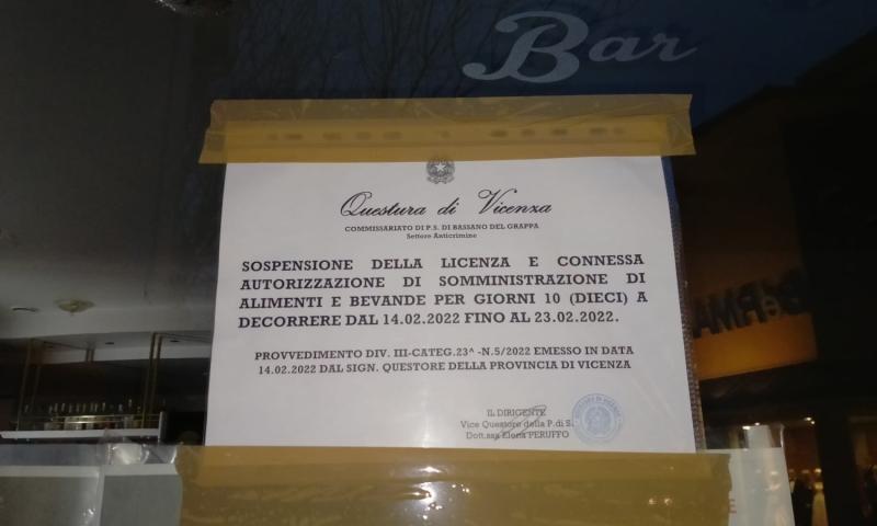 Bassanonet.it - Il provvedimento di chiusura temporanea del ‘Susy Bar’ di piazzale Cadorna