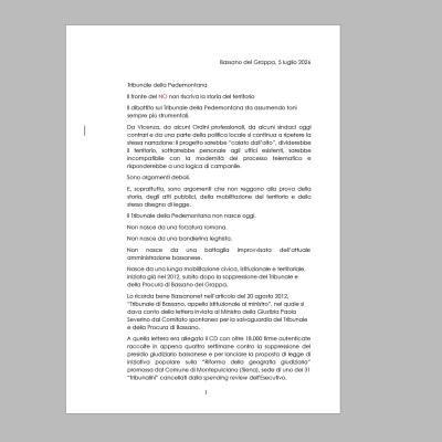 Bassanonet.it Tribunale della Pedemontana: «Alcuni sindaci non possono riscrivere la storia»