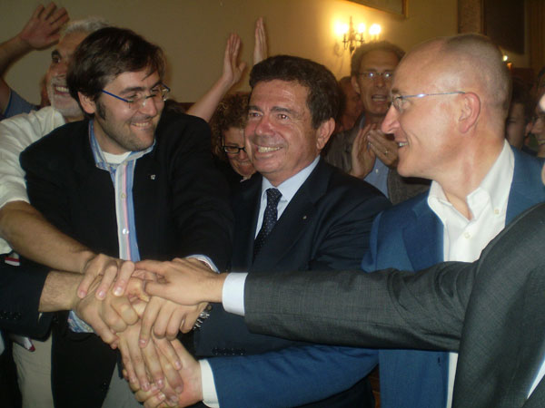 Stefano Cimatti festeggiato in Municipio dai suoi alleati 