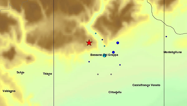 Scossa di terremoto nel Bassanese