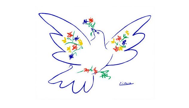 Pablo Picasso: "Colombe avec fleurs"