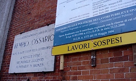 Smantellato il cantiere del Tempio Ossario