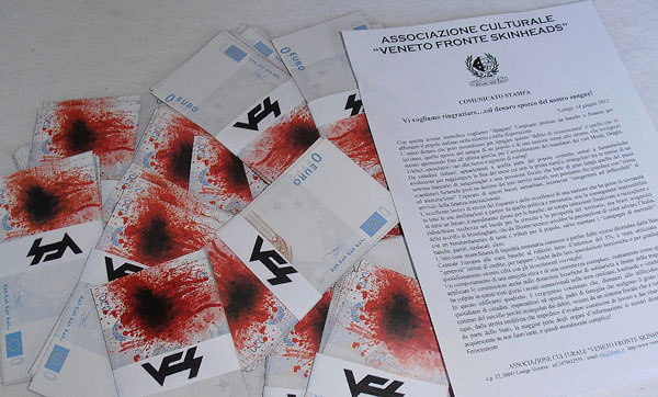 Fronte Skinheads, azione di protesta contro le banche