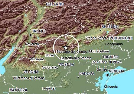 Scossa di terremoto con epicentro a San Nazario