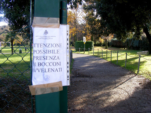 Bocconi avvelenati nel parco