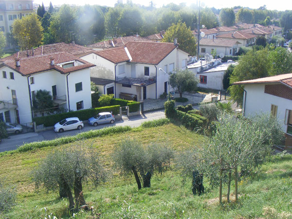 Area del futuro parcheggio e riva con gli ulivi