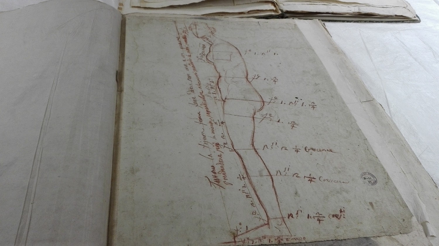 Disegno con appunti e studio di proporzioni di Antonio Canova (foto Alessandro Tich)