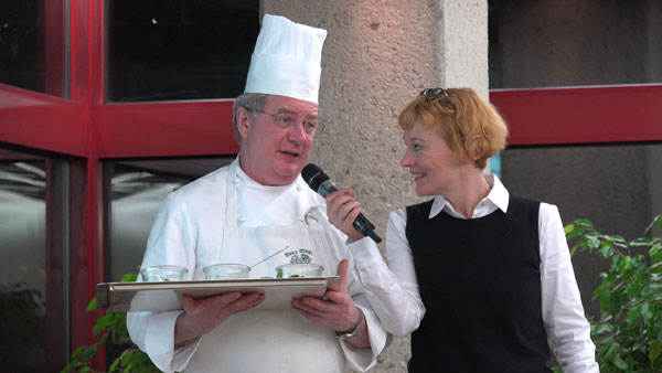 Jean-Marie Dumaine con la presentatrice della serata Britta Weyers (foto Jacopo Tich)
