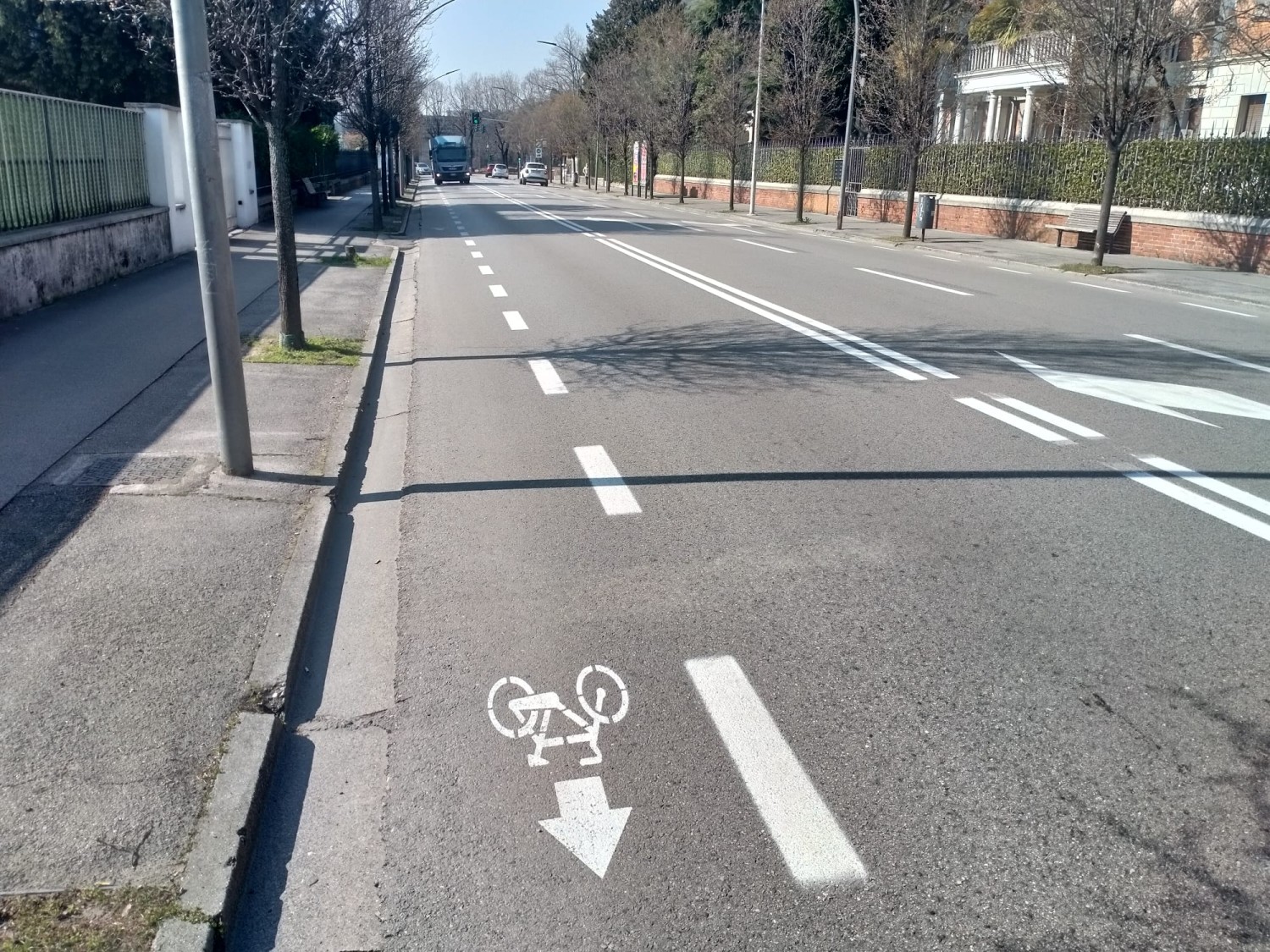 Corsia ciclabile in viale Venezia direzione est