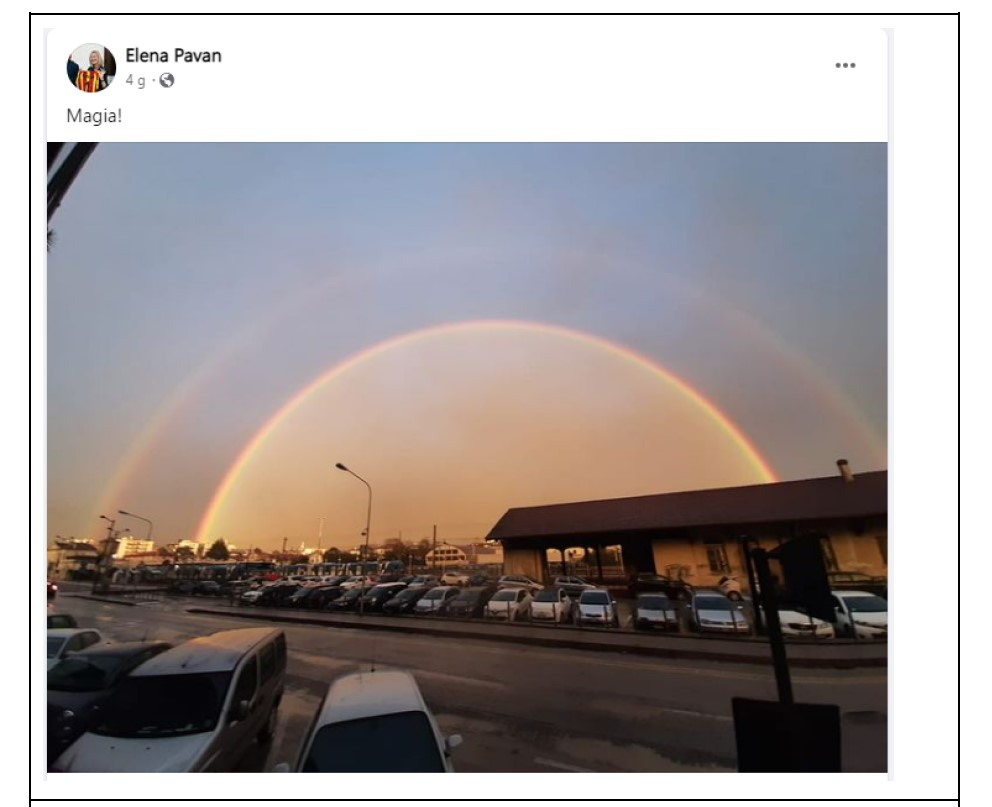 Il post sull'arcobaleno del sindaco Pavan