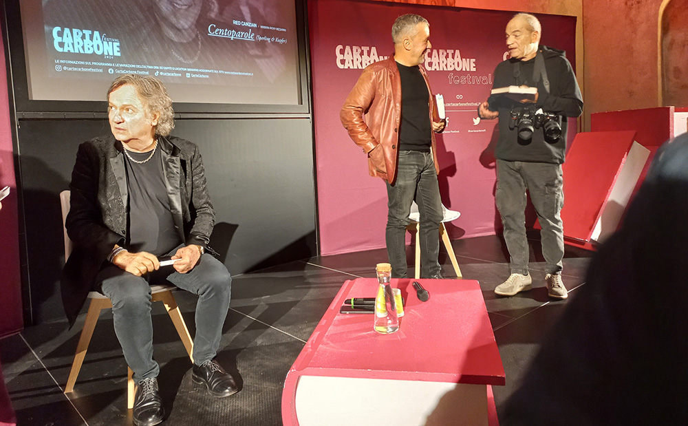 Red Canzian a CartaCarbone 2024 (al centro, Ricky Bizzarro)