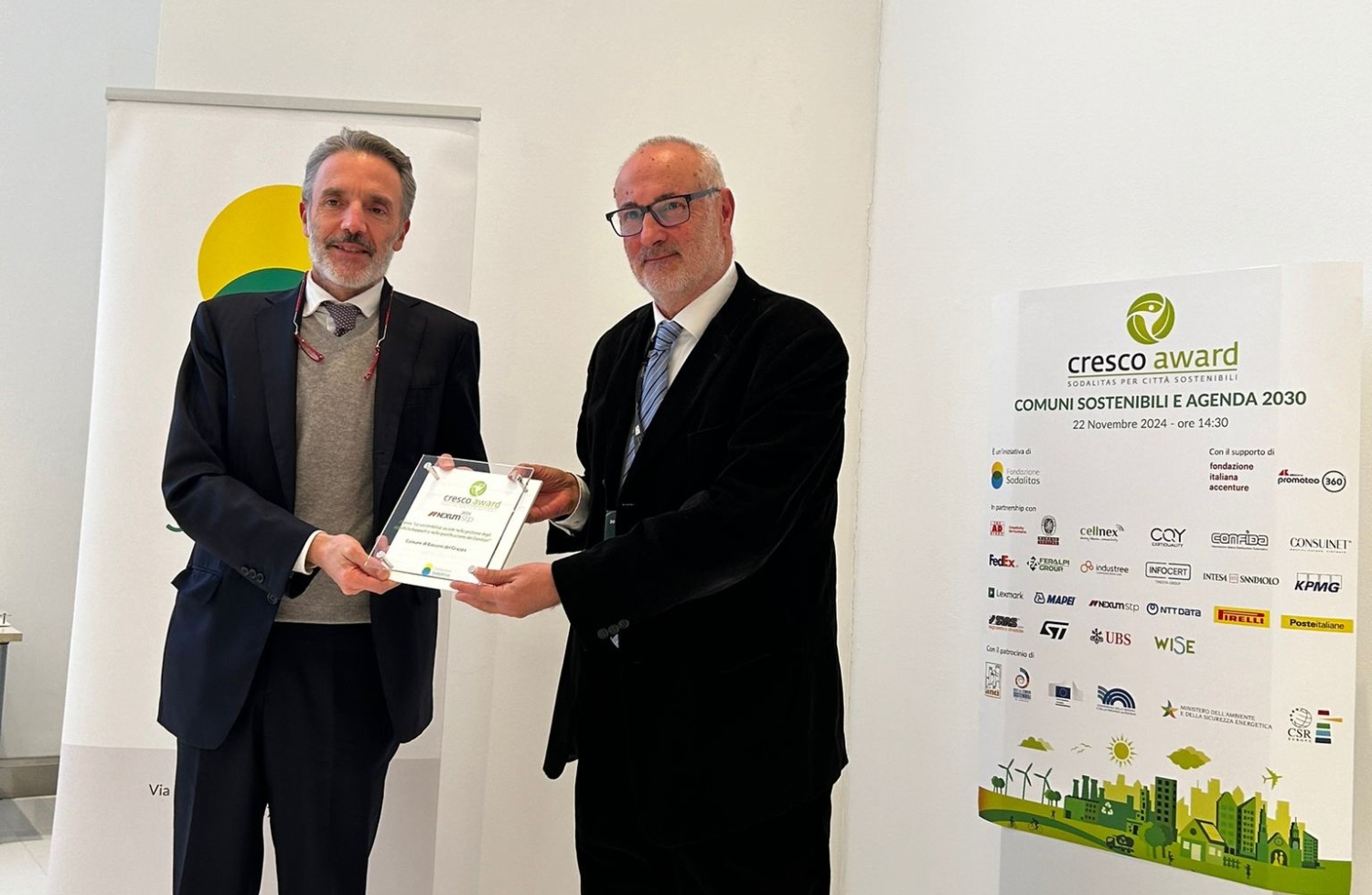 Castellan ritira il premio Cresco Award - Città Sostenibili per il Comune di Bassano