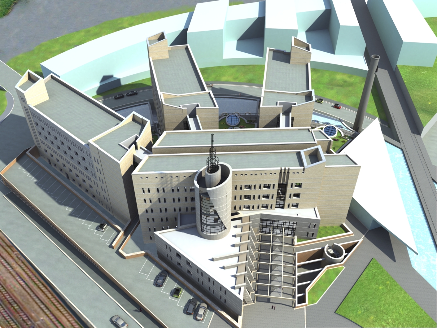 Un render di progetto del Tribunale di Borgo Berga a Vicenza (fonte immagine: vicenzaforumcenter.it)