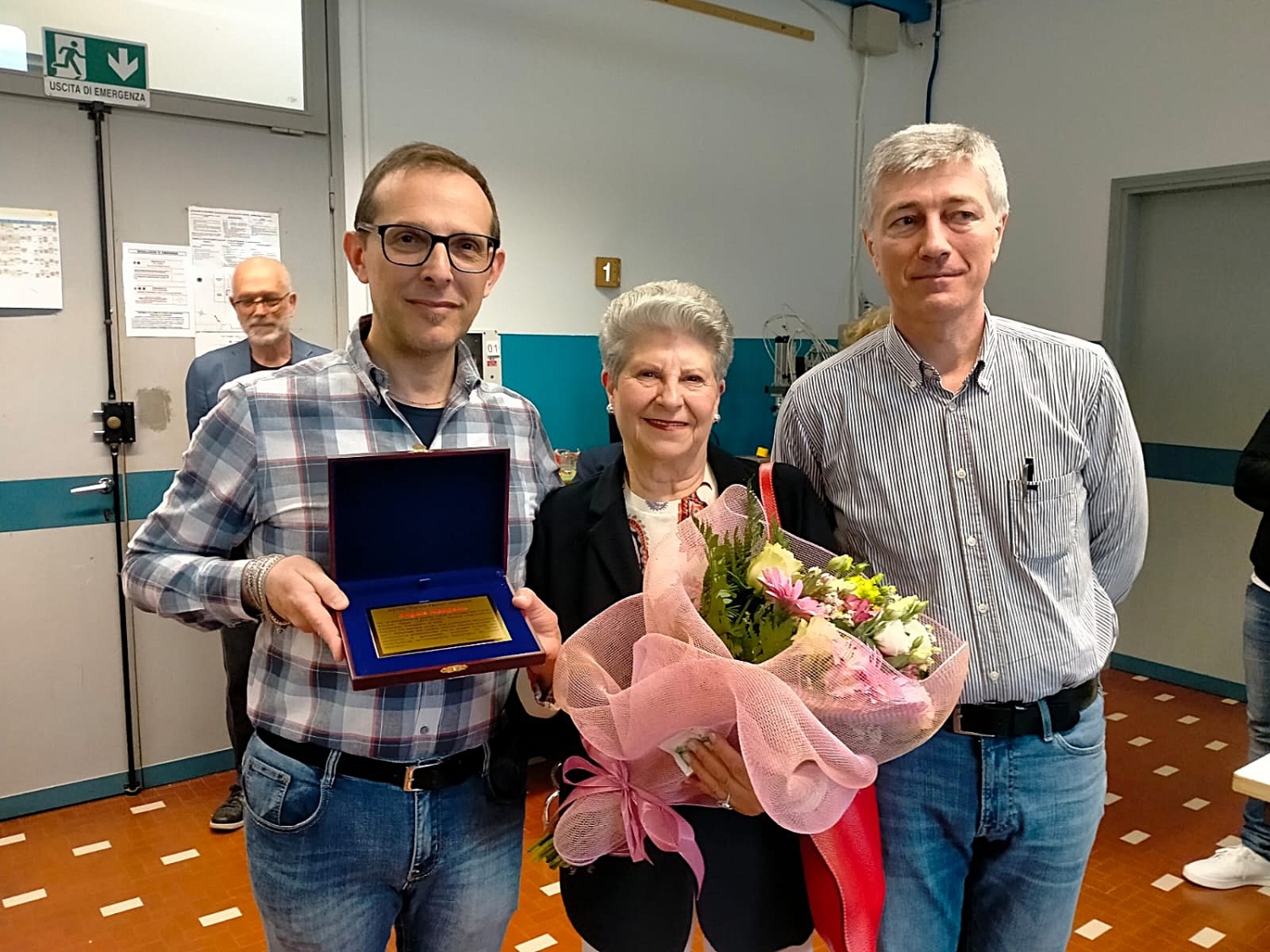 Il preside Mauro Lago, Angela Mangano e il prof. Giuliano Zatta