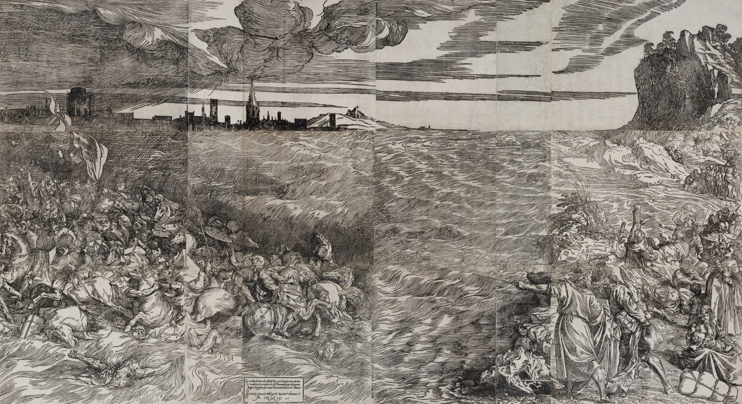 Anonimo intagliatore da Tiziano, “Sommersione del Faraone nel Mar Rosso”, 1549. Museo Civico di Bassano del Grappa.