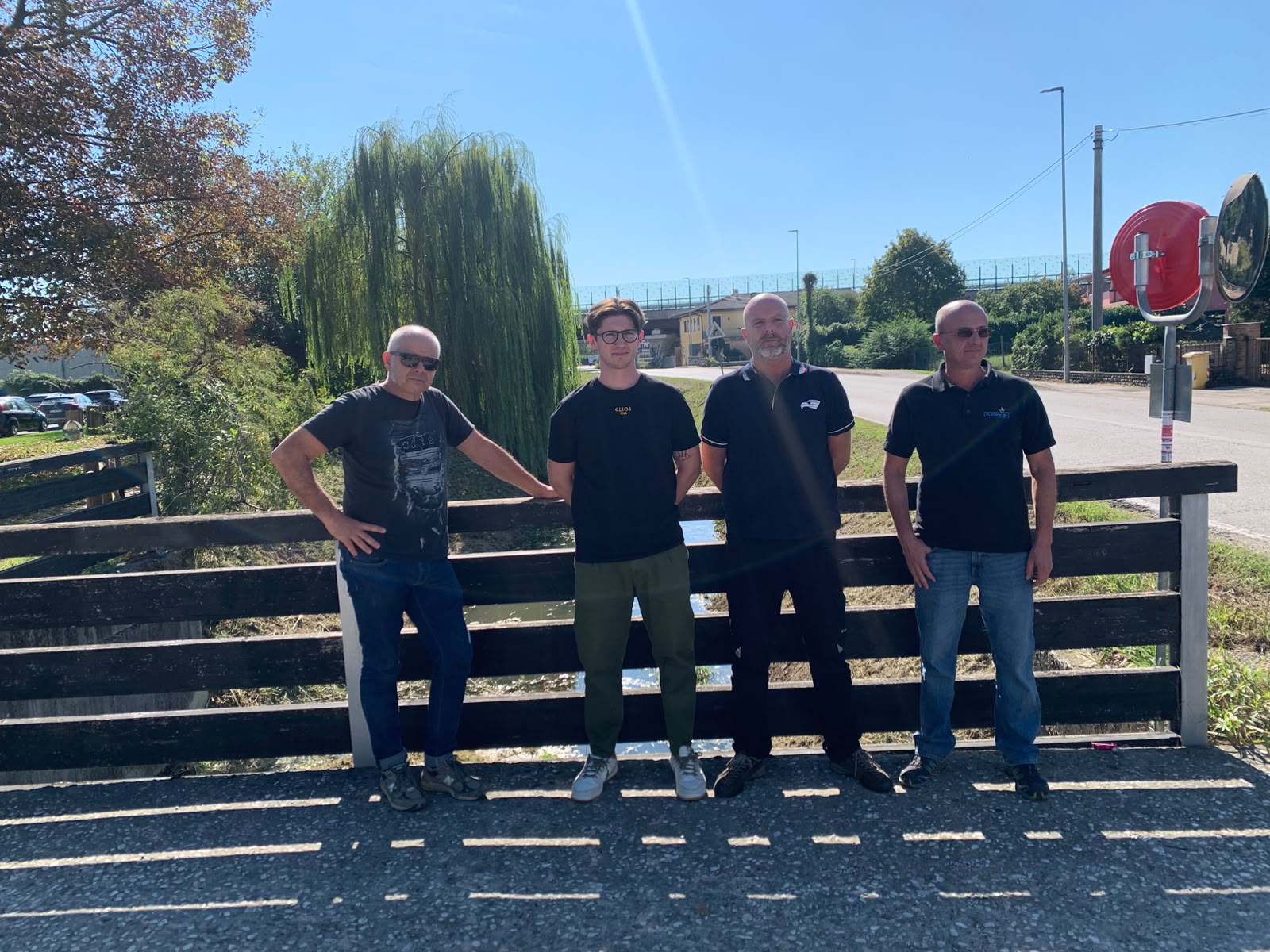Da sinistra Giorgio Bonato, titolare Hangar Fusina; Alberto Polo, cotitolare Ceramiche Elios; Simone Pivato, titolare Simone Gomme; Michele Vivian, titolare Vi.Erre.Bi. ( Foto Bassanonet.it )